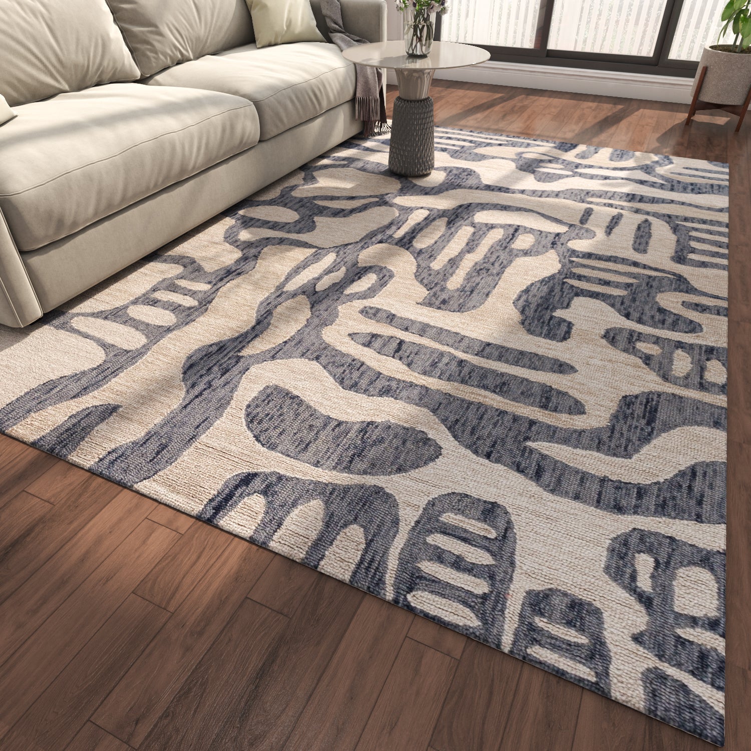 Carpet For Living room 6X9 Feet Beige And Brown Wool Rectangle Morocca ...