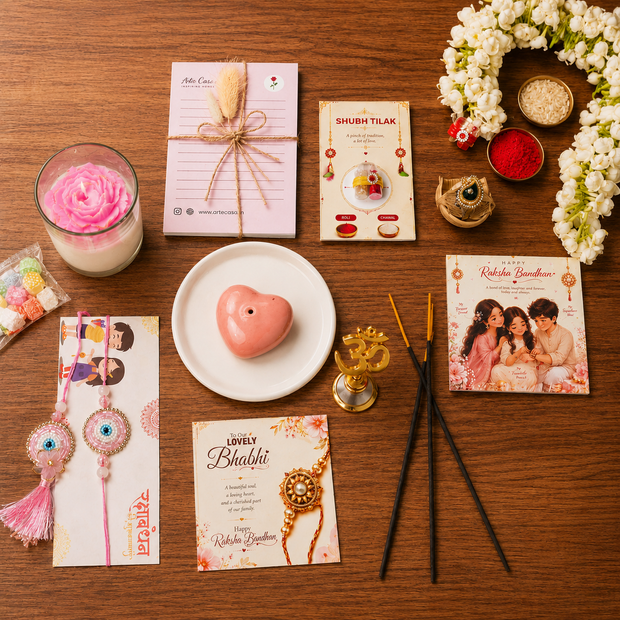 Pooja Loving Bhabhi Shubh Aashirwad Rakhi Hamper - https://artecasa.in/