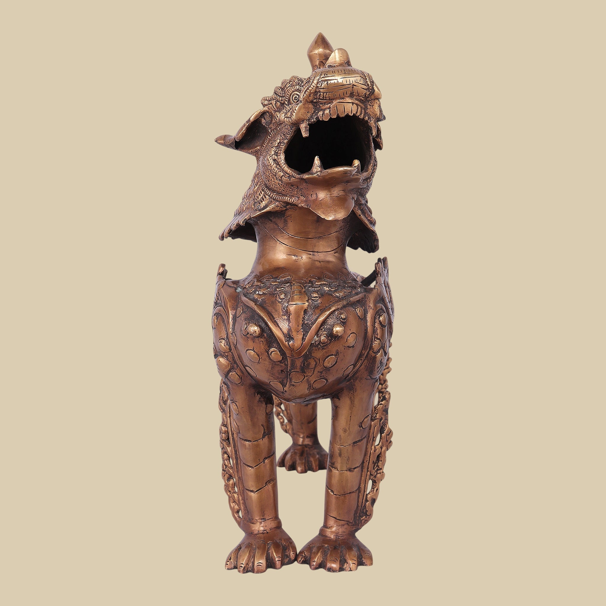 Majestic Lion Brass Sculpture, 15 Inch Handcrafted statue for Luxury Home Décor