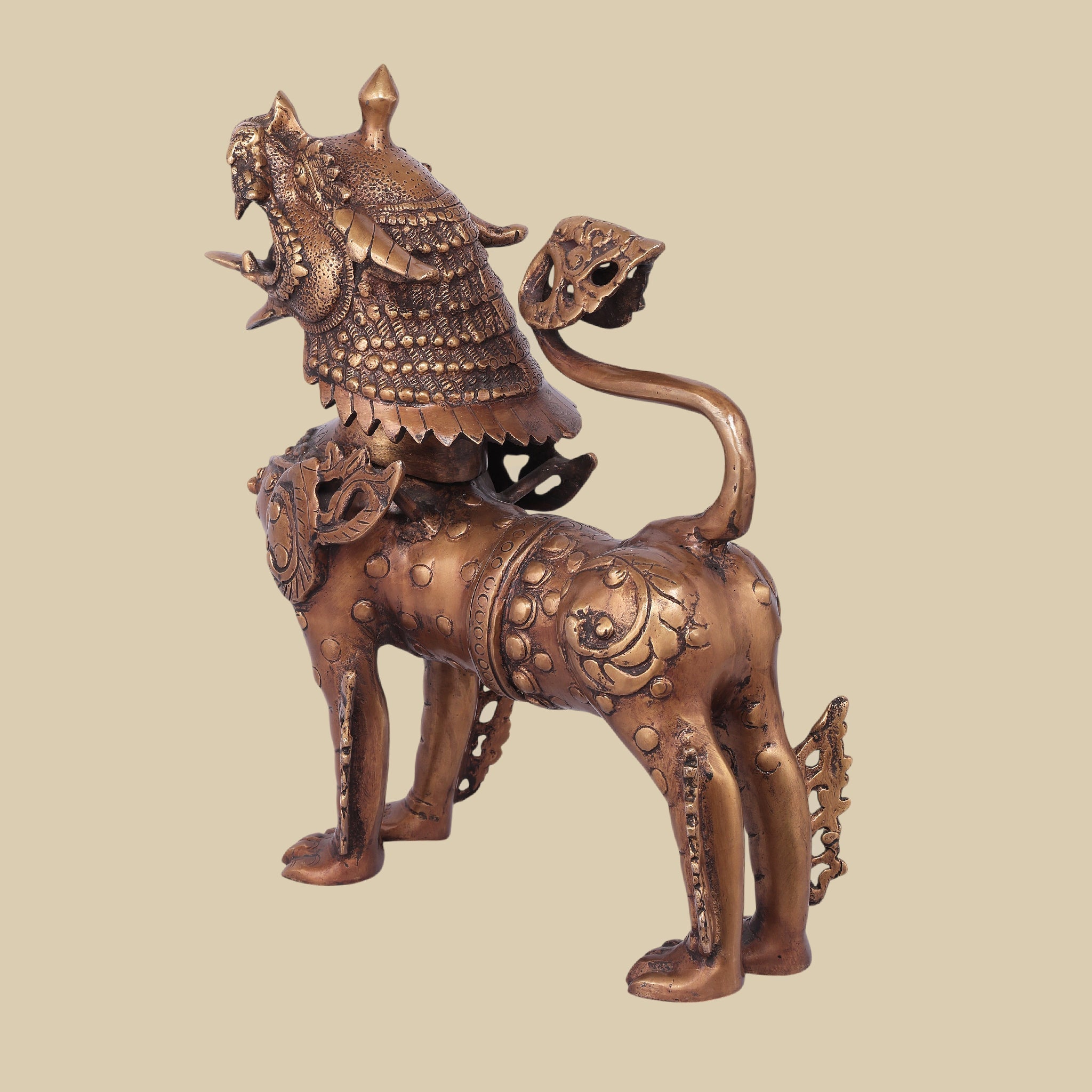 Majestic Lion Brass Sculpture, 15 Inch Handcrafted statue for Luxury Home Décor