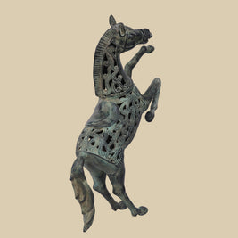 Ashva Jaal Brass Horse Sculpture, 22 Inch Luxury Handcrafted Animal Art for Modern Spaces