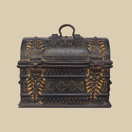 Zarafshan Kothi 11 Inch Antique Engraved Brass Storage Box, Vintage Handcrafted Treasure Chest for Home Decor