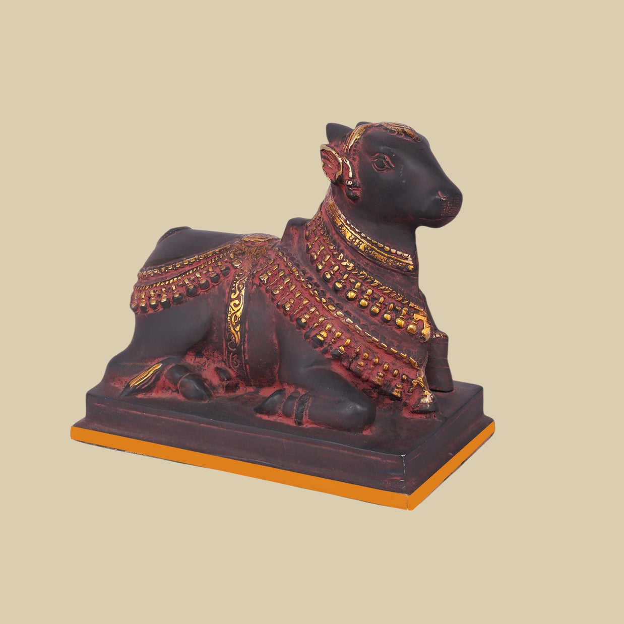Nandi Brass Idol, 9 Inch Sacred Bull Sculpture for Temple & Home Mandir Décor