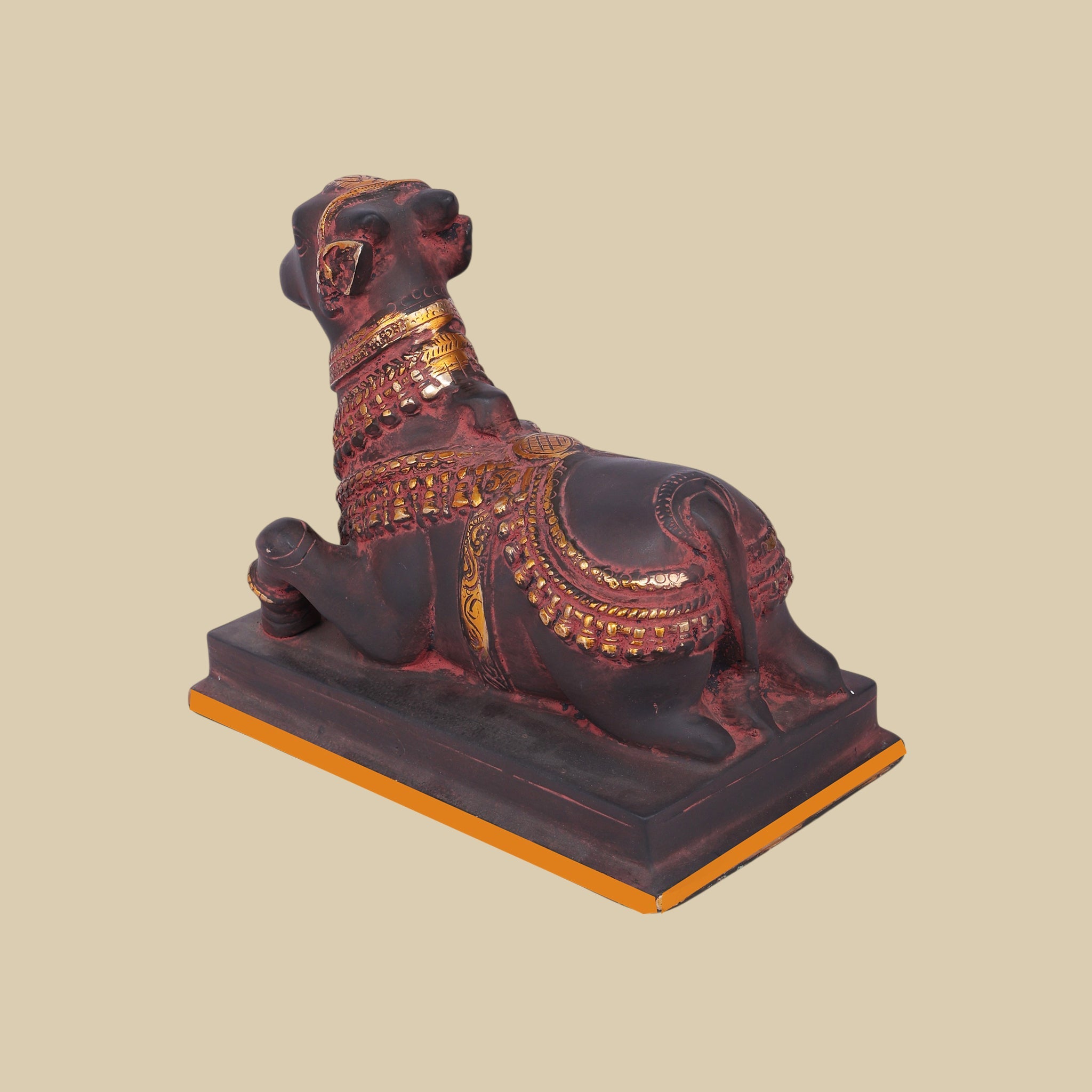 Nandi Brass Idol, 9 Inch Sacred Bull Sculpture for Temple & Home Mandir Décor