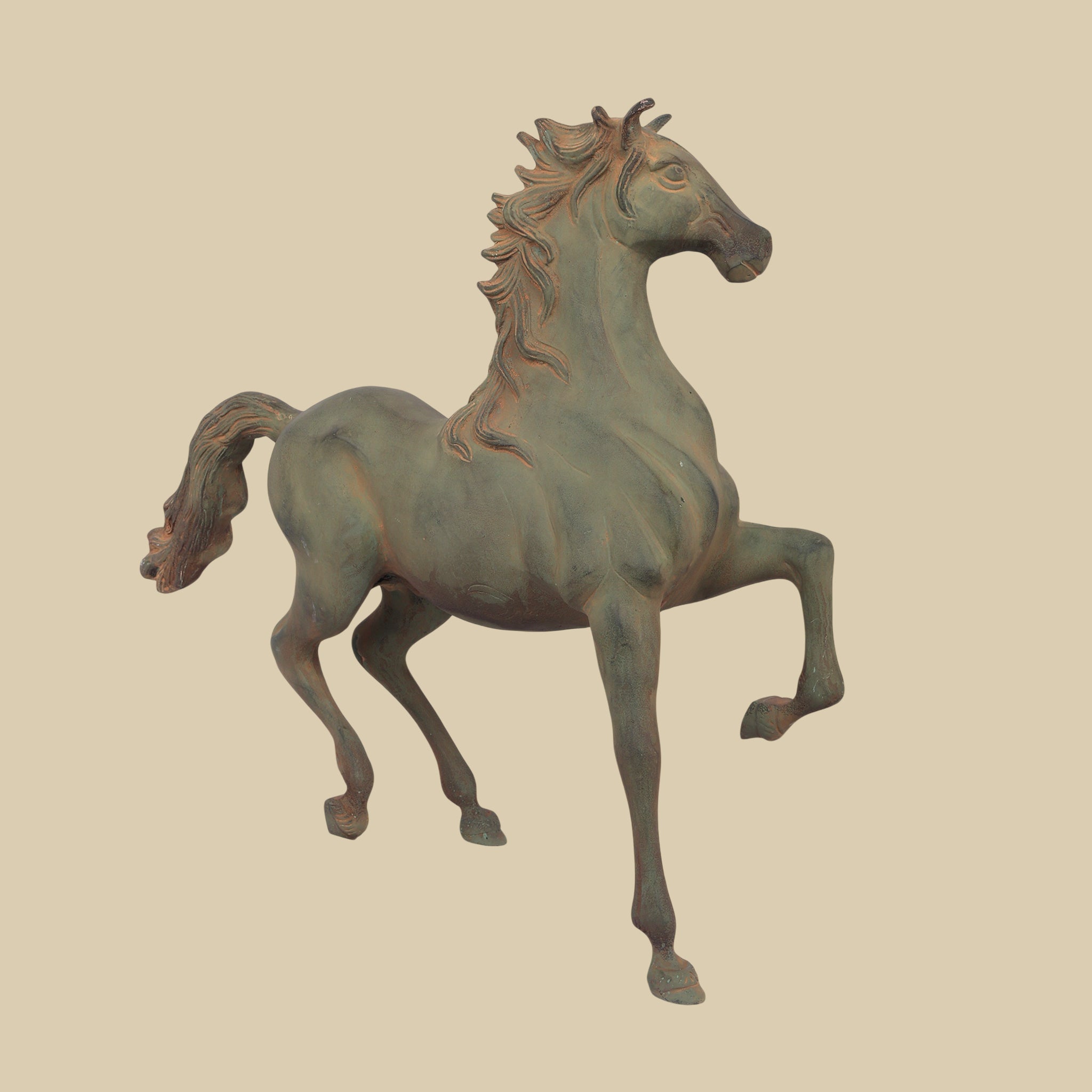 Running Horse Bronze Sculpture, 15 Inch Luxury Equestrian Art for Living Room