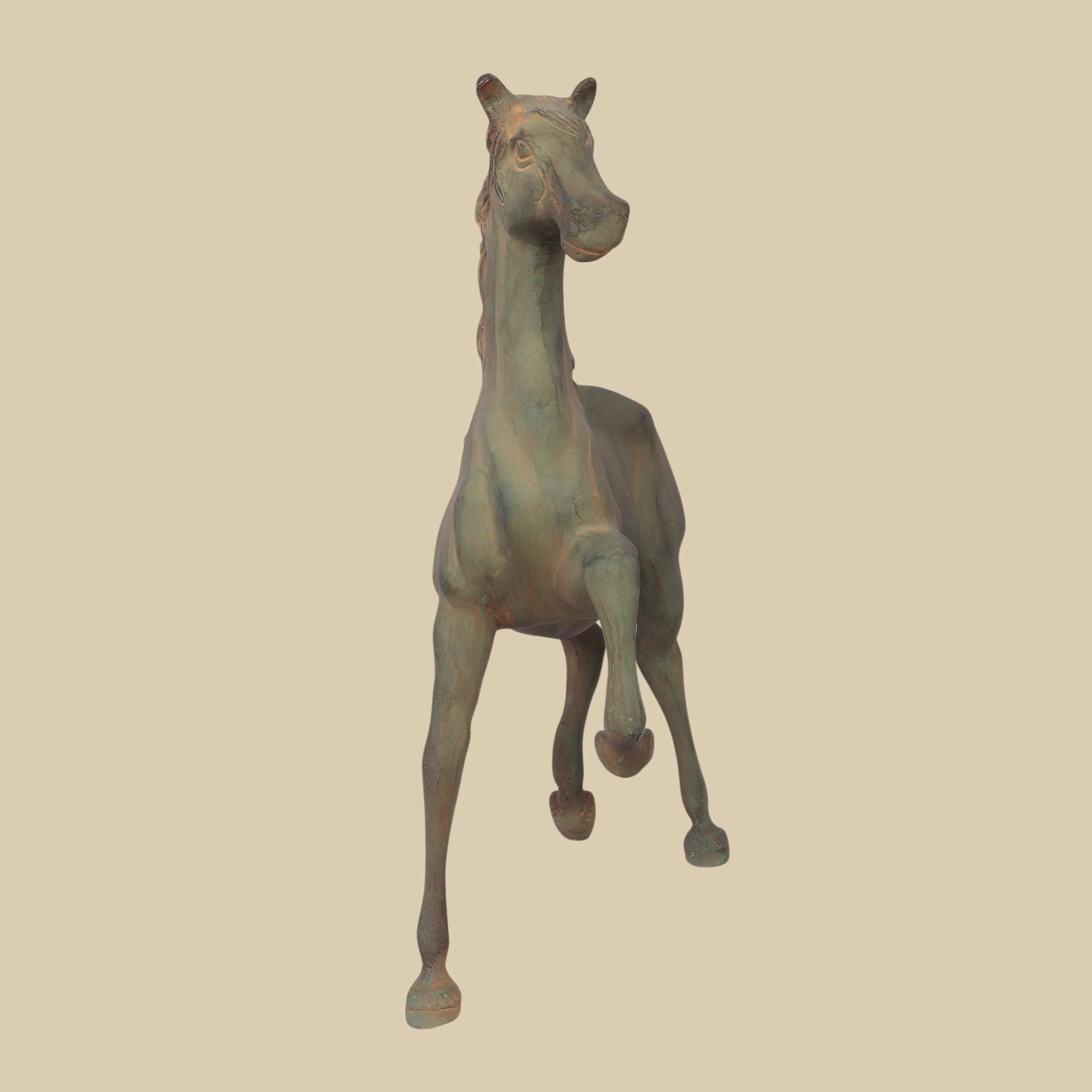 Running Horse Bronze Sculpture, 15 Inch Luxury Equestrian Art for Living Room