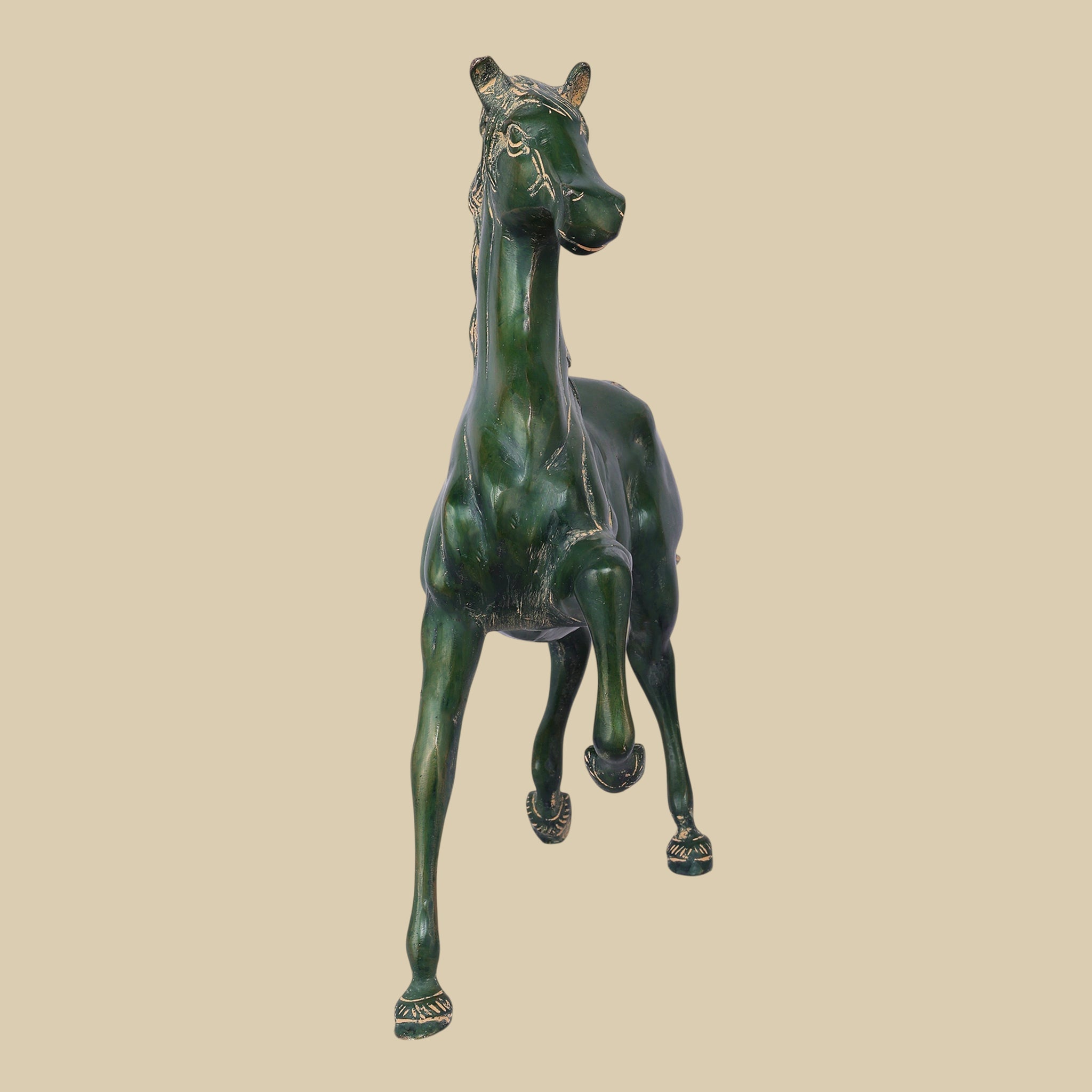 Ashva Brass Horse Statue, 15 Inch Premium Decorative Animal Figurine