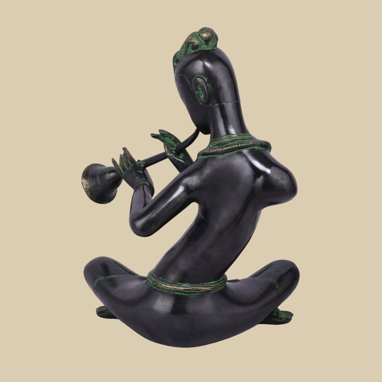 Tribal Musician Brass Figurine playing Shehnai,13 Inch Divine Musician Statue for Spiritual Spaces