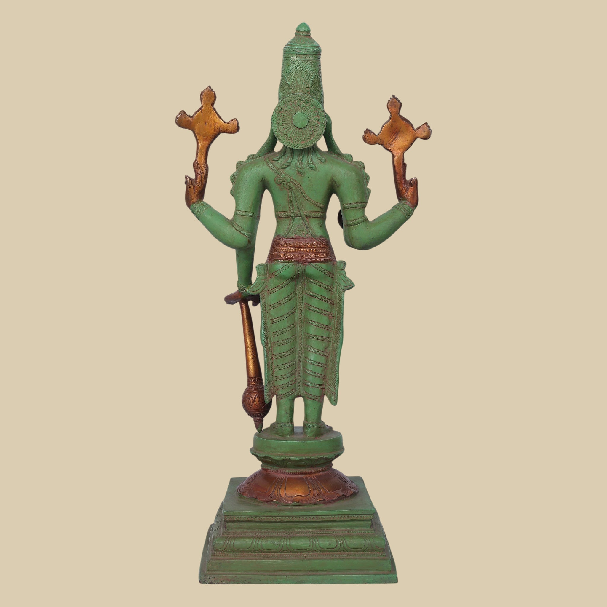 Vishnu Brass Sculpture, 20 Inch Sacred Handmade Idol for Luxury Home Décor