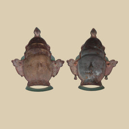 Dwara Mukha Pair Brass Wall Décor, 9 Inch Traditional Guardian Face Sculptures for Entryway