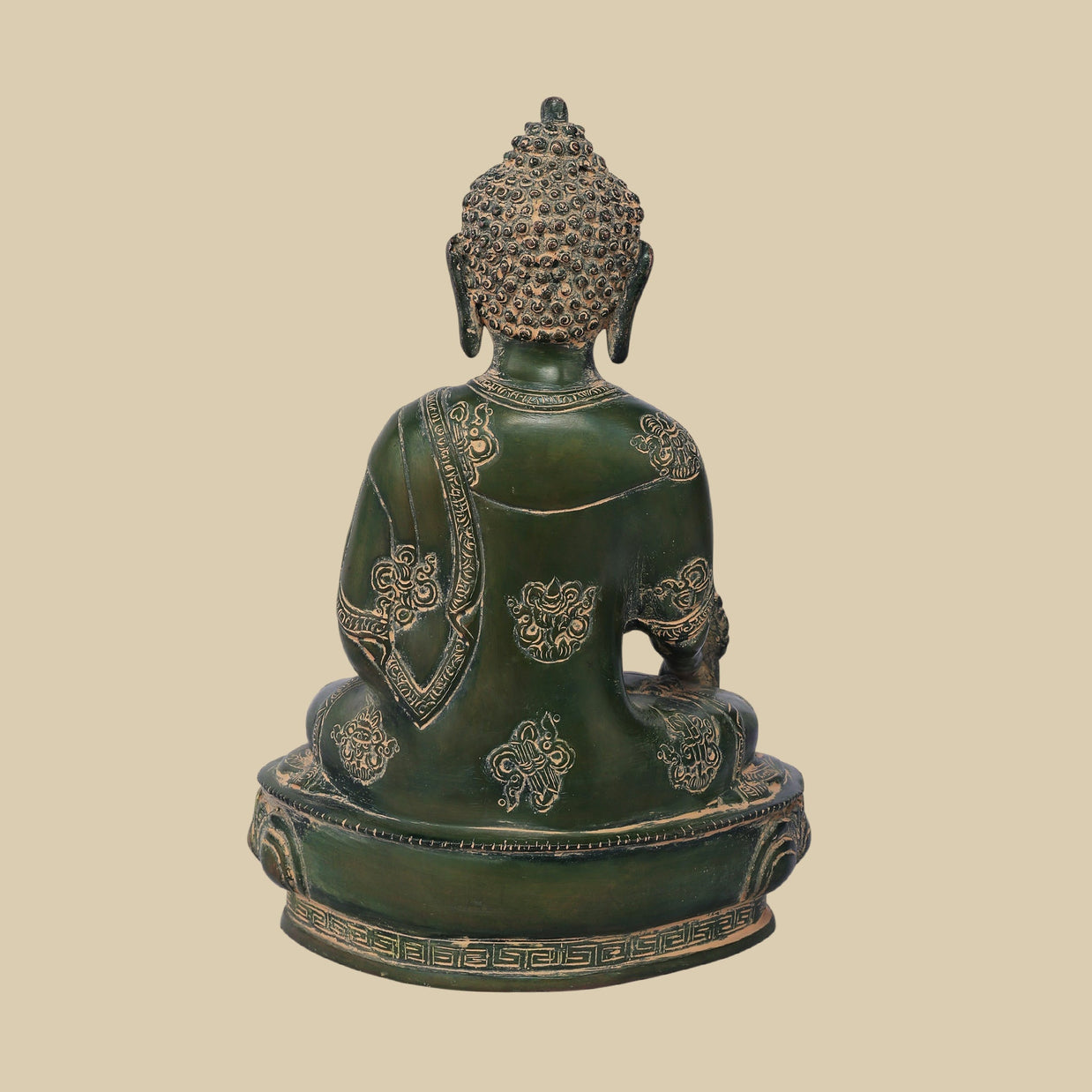 Buddha Brass Statue, 13 Inch Meditative Buddha Sculpture for Peaceful Interiors