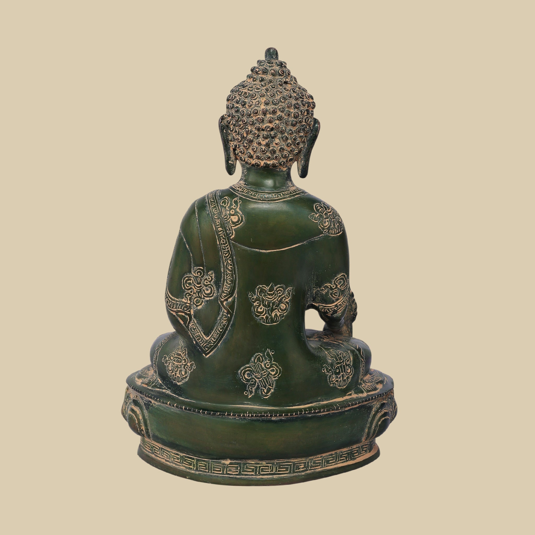 Buddha Brass Statue, 13 Inch Meditative Buddha Sculpture for Peaceful Interiors