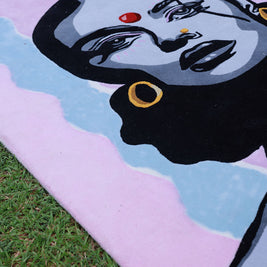 Hathor Black & White NZ Wool bamboo silk 4x6 feet Rectangle Rug - I MEAN DESIGN