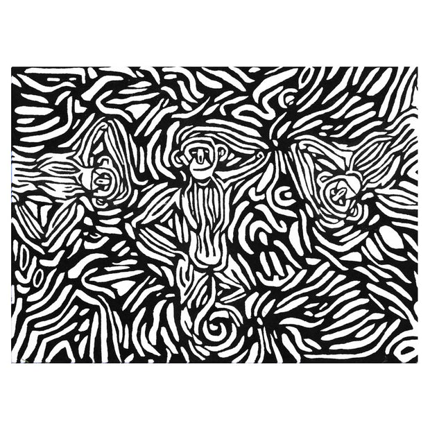 Enigma Black & White NZ Wool 5.5x4 feet Rectangle Rug - I MEAN DESIGN