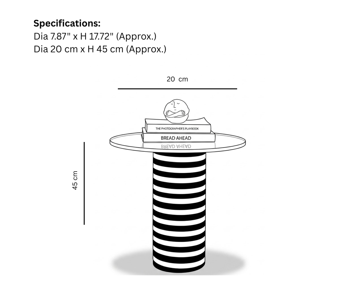 Striped Marble Cylindrical Side Table