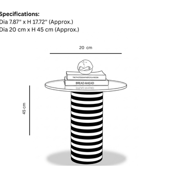 Striped Marble Cylindrical Side Table