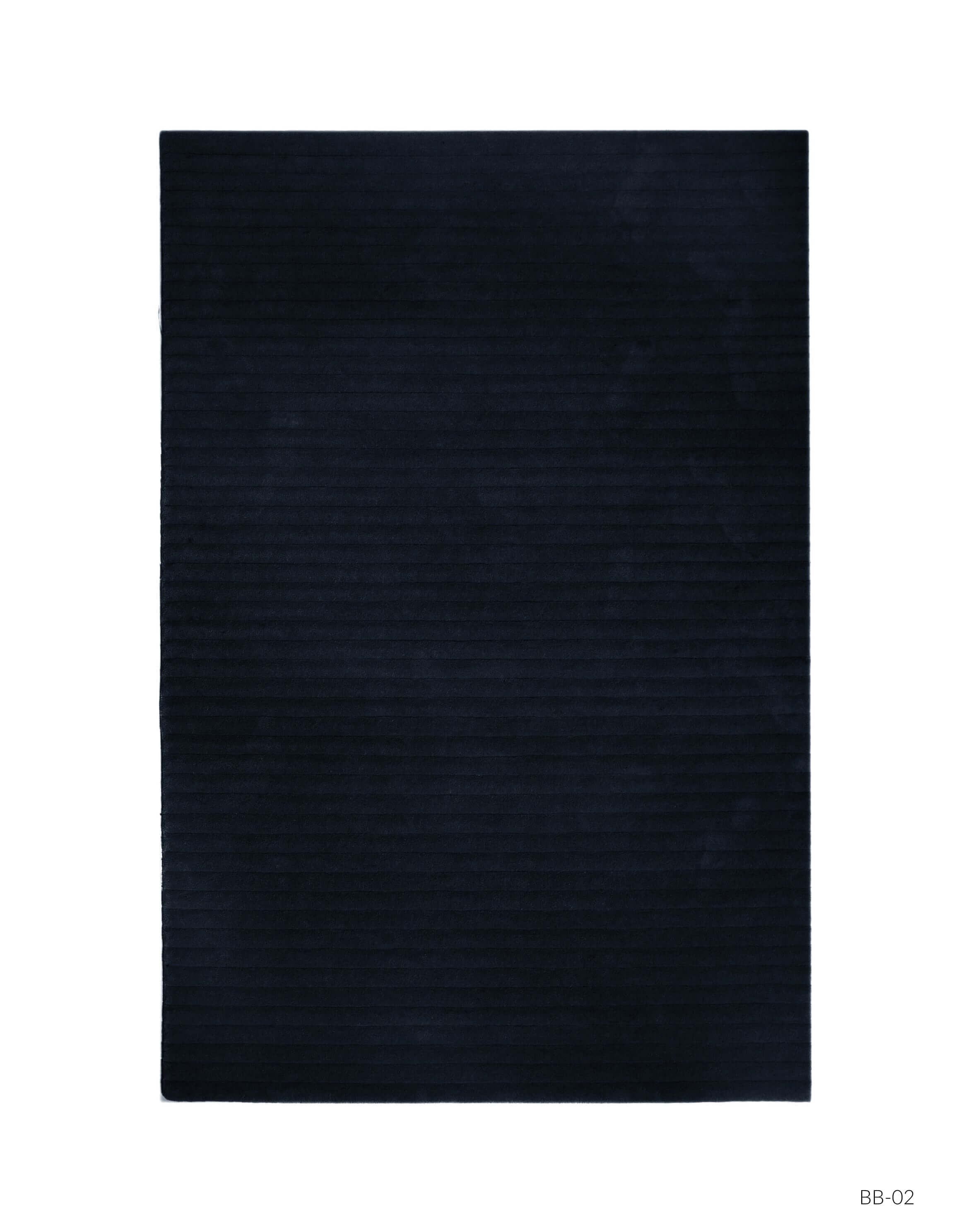 S C U L P T E D - C O R D U O Y luxury handmade rug by Cherom in dark navy New Zealand wool