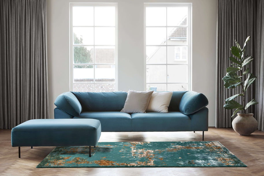 A S T O N - T E A L luxury handmade rug by Cherom, modern design in New Zealand wool.