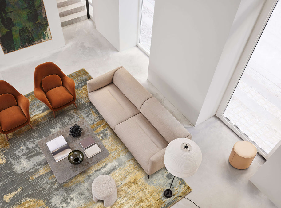 O Z A N - G O L D luxury handmade rug by Cherom in grey and yellow New Zealand wool, modern contemporary design.