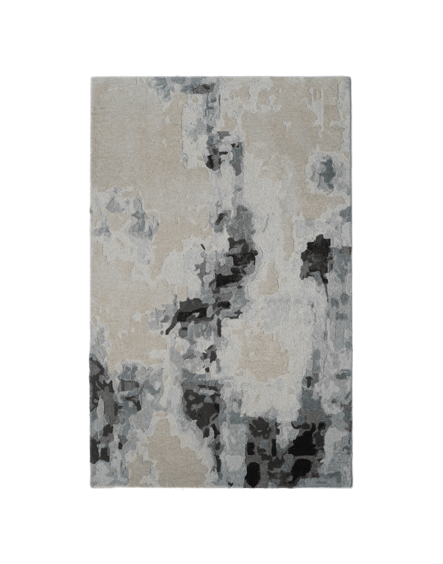 G L A C E luxury handmade rug by Cherom, New Zealand wool, contemporary design, gray accents, modern luxury rug.