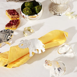 Gilded Heritage Elephant Napkin Ring Set of 4