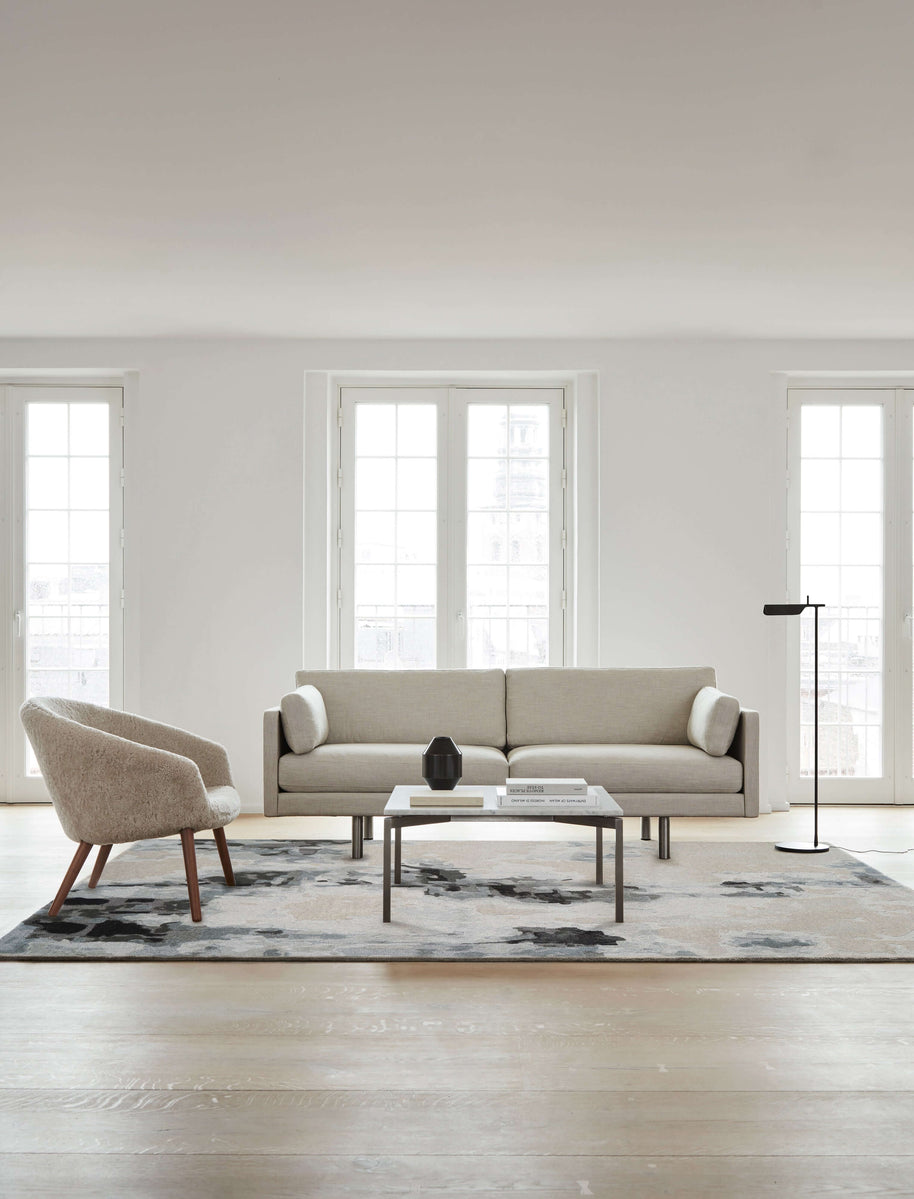 G L A C E luxury handmade rug by Cherom in neutral tones, New Zealand wool.