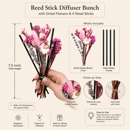 Blush Aroma Diffuser Garden | Reed Diffuser Gift Set with Dried Flowers - https://artecasa.in/