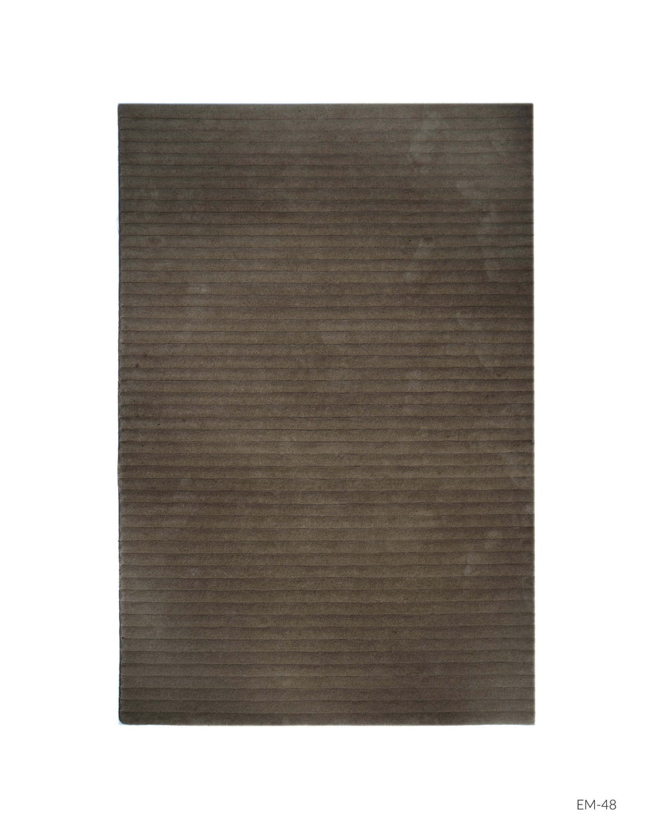 S C U L P T E D - C O R D U O Y luxury handmade rug by Cherom, brown New Zealand wool, contemporary design.