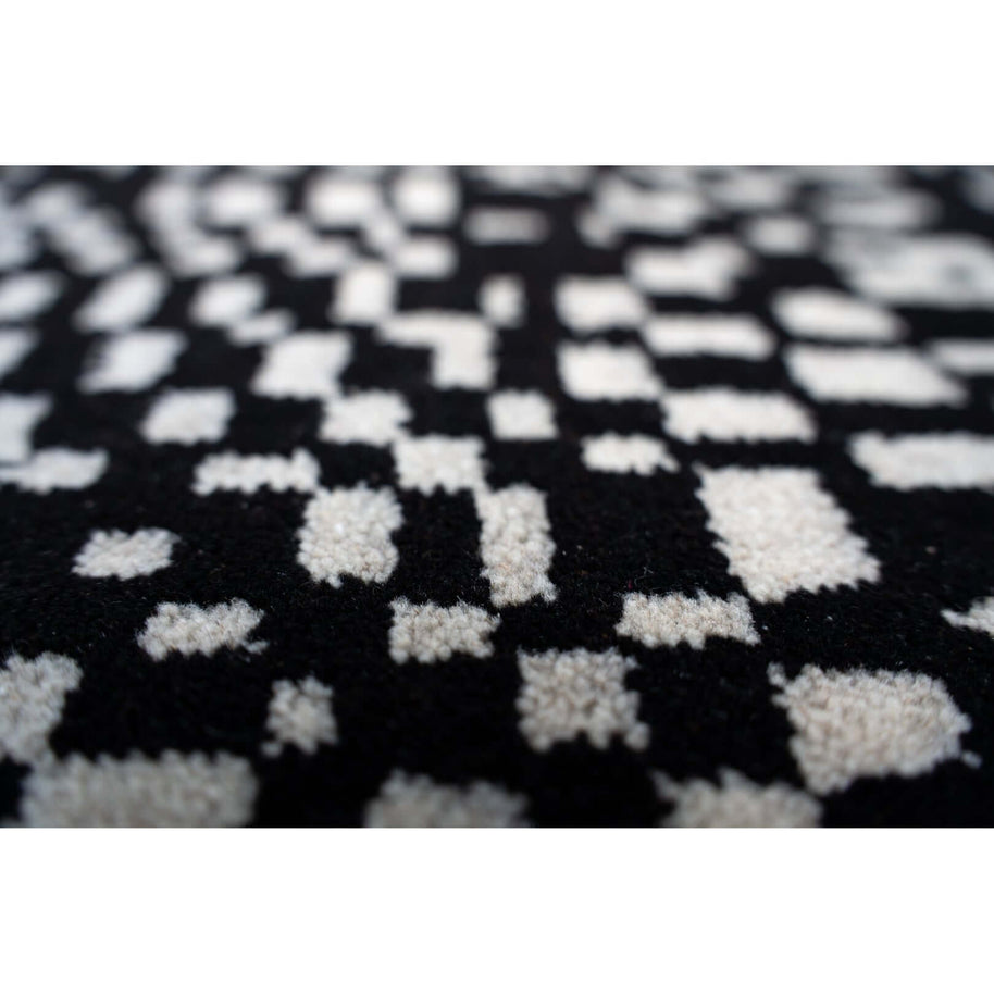 E U G E N E luxury handmade rug by Cherom black white New Zealand wool contemporary design