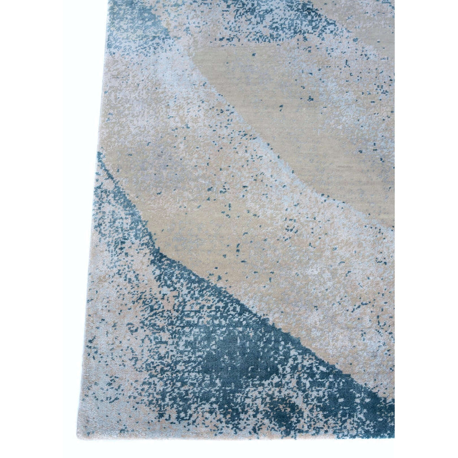 C A R I B B E A N luxury handmade rug by Cherom, blue and beige, New Zealand wool, modern design.