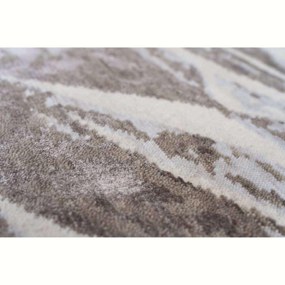 C L I F T O N luxury handmade rug by Cherom in neutral bamboo silk and New Zealand wool