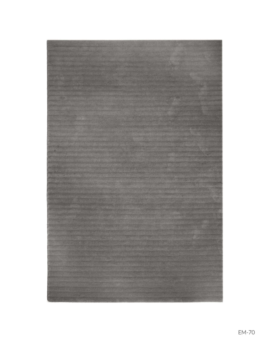 S C U L P T E D - C O R D U O Y luxury handmade rug by Cherom, grey New Zealand wool, modern contemporary design.