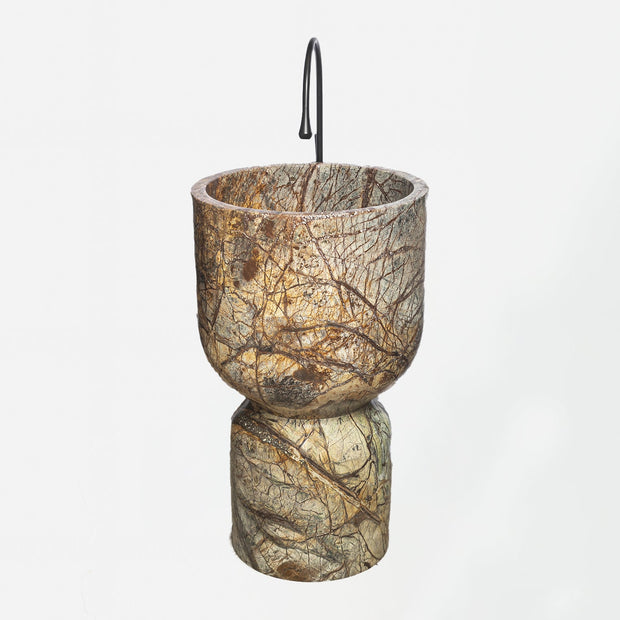 Rainforest Brown Marble Pedestal Sink