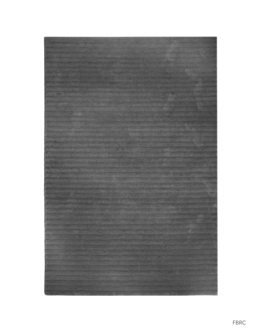 S C U L P T E D - C O R D U O Y luxury handmade rug by Cherom, grey New Zealand wool, modern contemporary design.