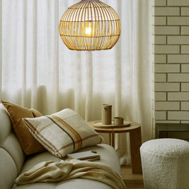 Eco-friendly hanging light: Bamboo Blaze Pendant for modern interiors.