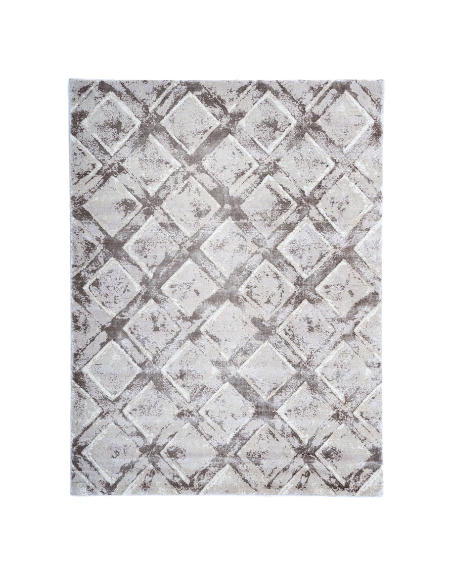 C A Z A D O R luxury handmade rug by Cherom, beige New Zealand wool with contemporary geometric design.