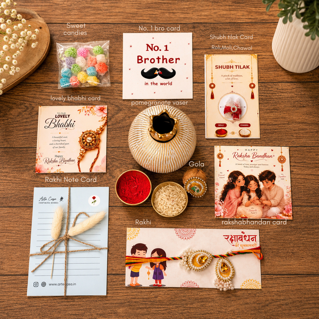 Artecasa Ivory Pomegranate Rakhi Gift Hamper for Bhai Bhabhi - https://artecasa.in/