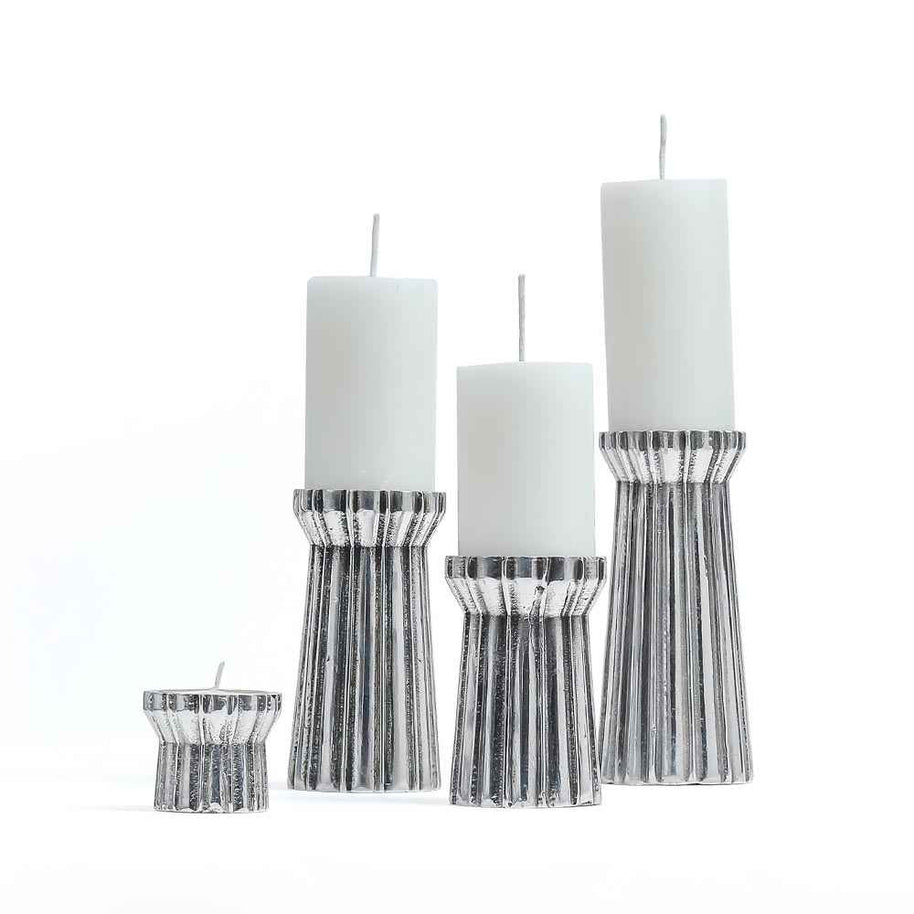 Qutub Silver Candle Stand - L