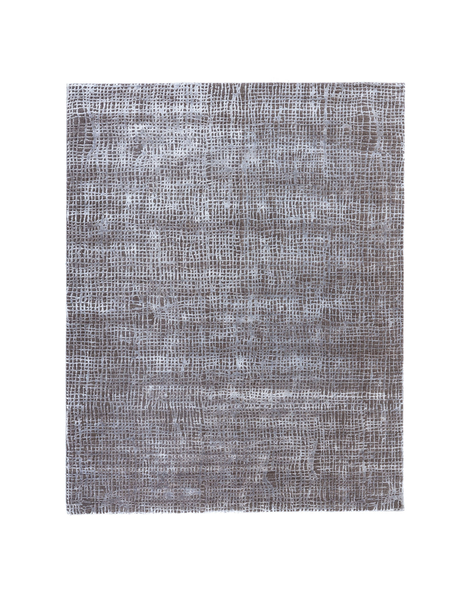 M A R C O luxury handmade rug by Cherom in grey bamboo silk and New Zealand wool.
