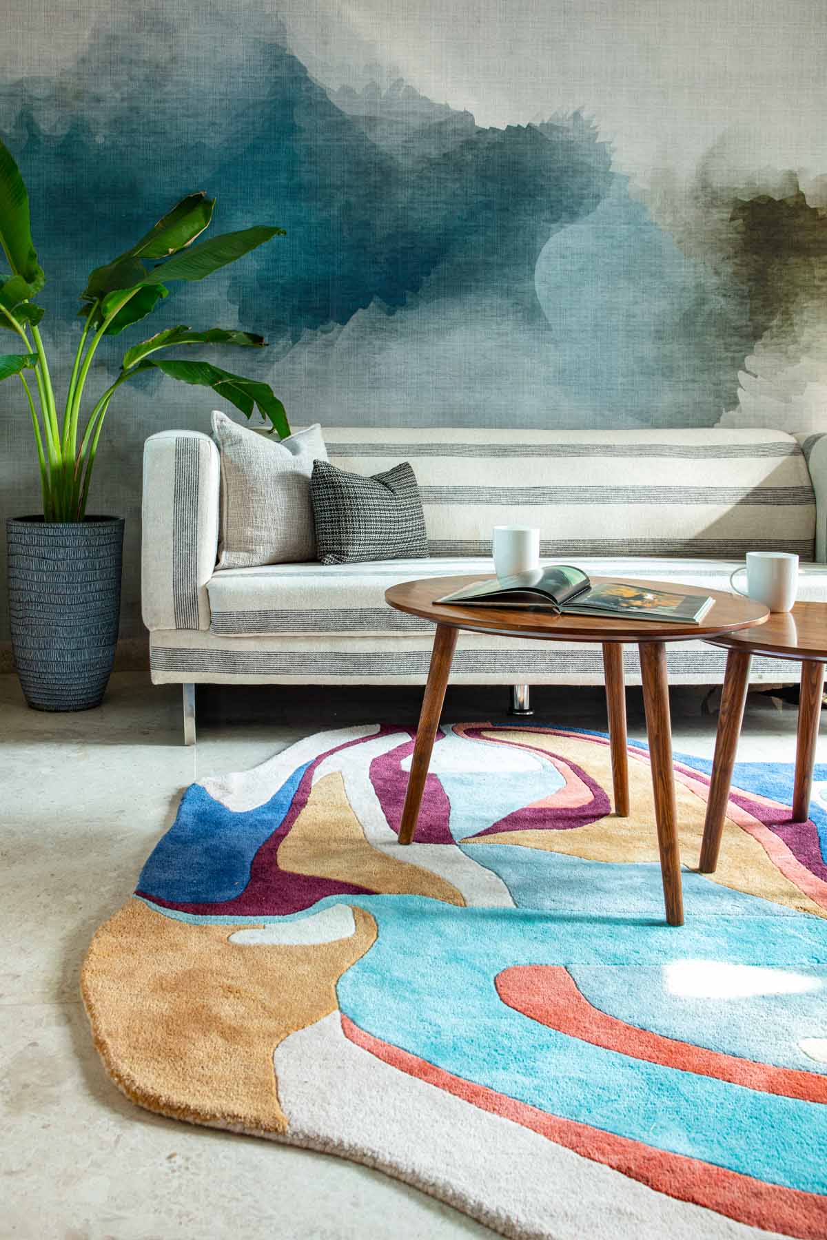 Lava Multicolour NZ Wool 6x6 feet Irregular Rug - I MEAN DESIGN