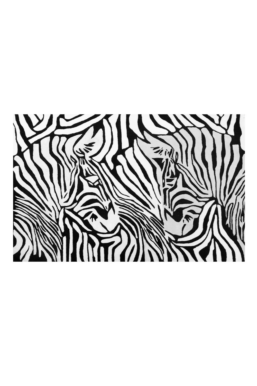 Labyrinth Black & White NZ Wool 5.5x4 feet Rectangle Rug - I MEAN DESIGN