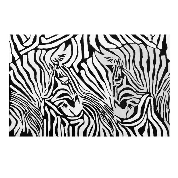 Labyrinth Black & White NZ Wool 5.5x4 feet Rectangle Rug - I MEAN DESIGN