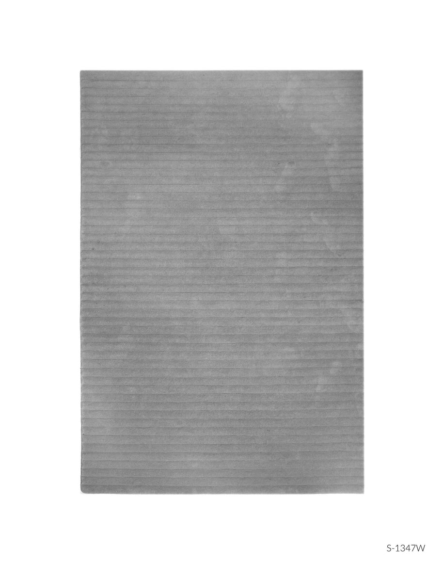S C U L P T E D - C O R D U O Y luxury handmade rug by Cherom, grey New Zealand wool, contemporary design.