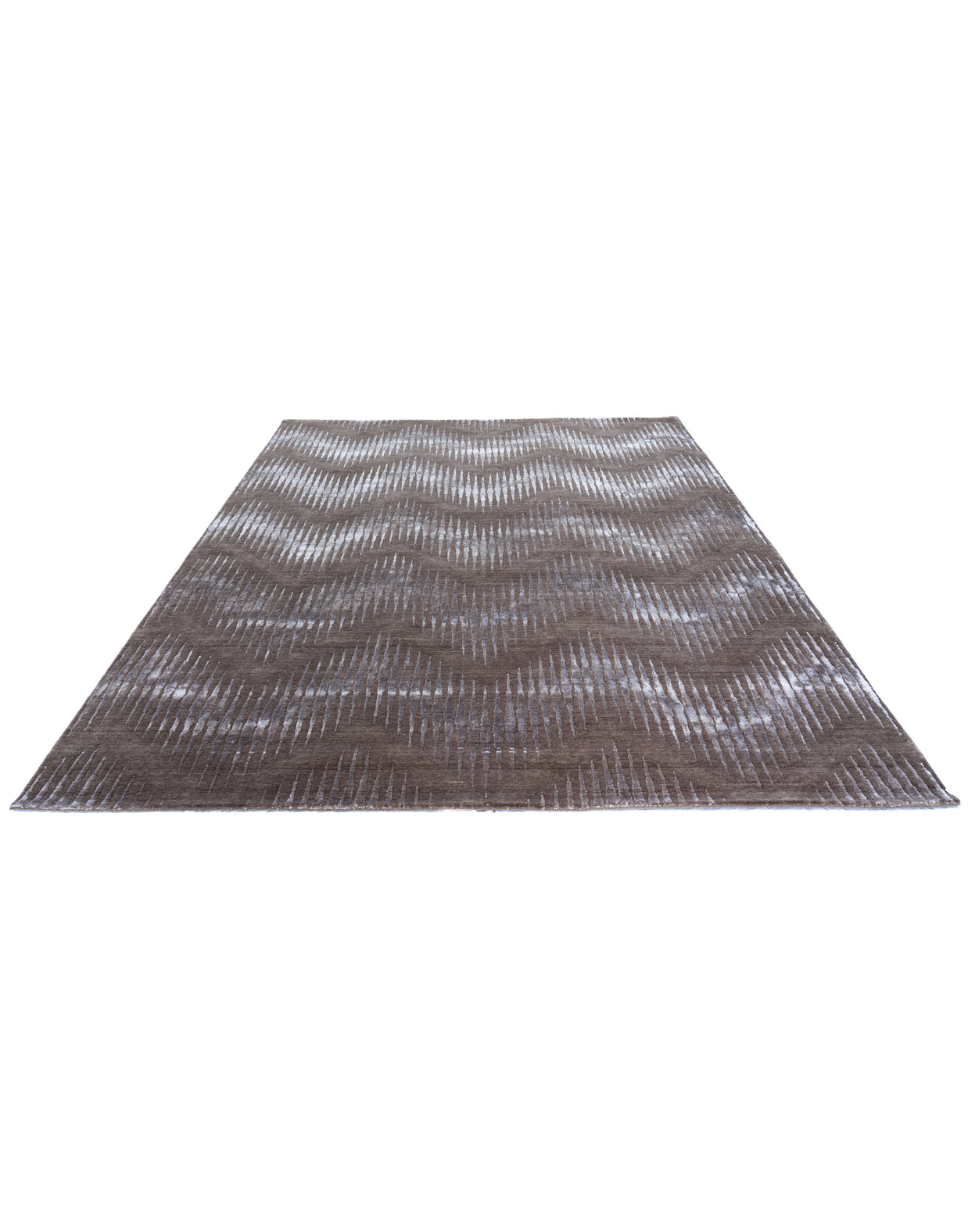 B E R N I N I luxury handmade rug by Cherom in brown wool and bamboo silk.