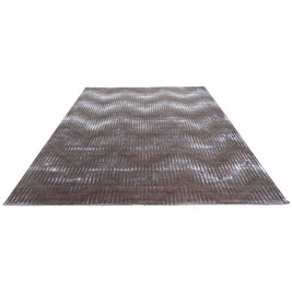 B E R N I N I luxury handmade rug by Cherom in brown wool and bamboo silk.