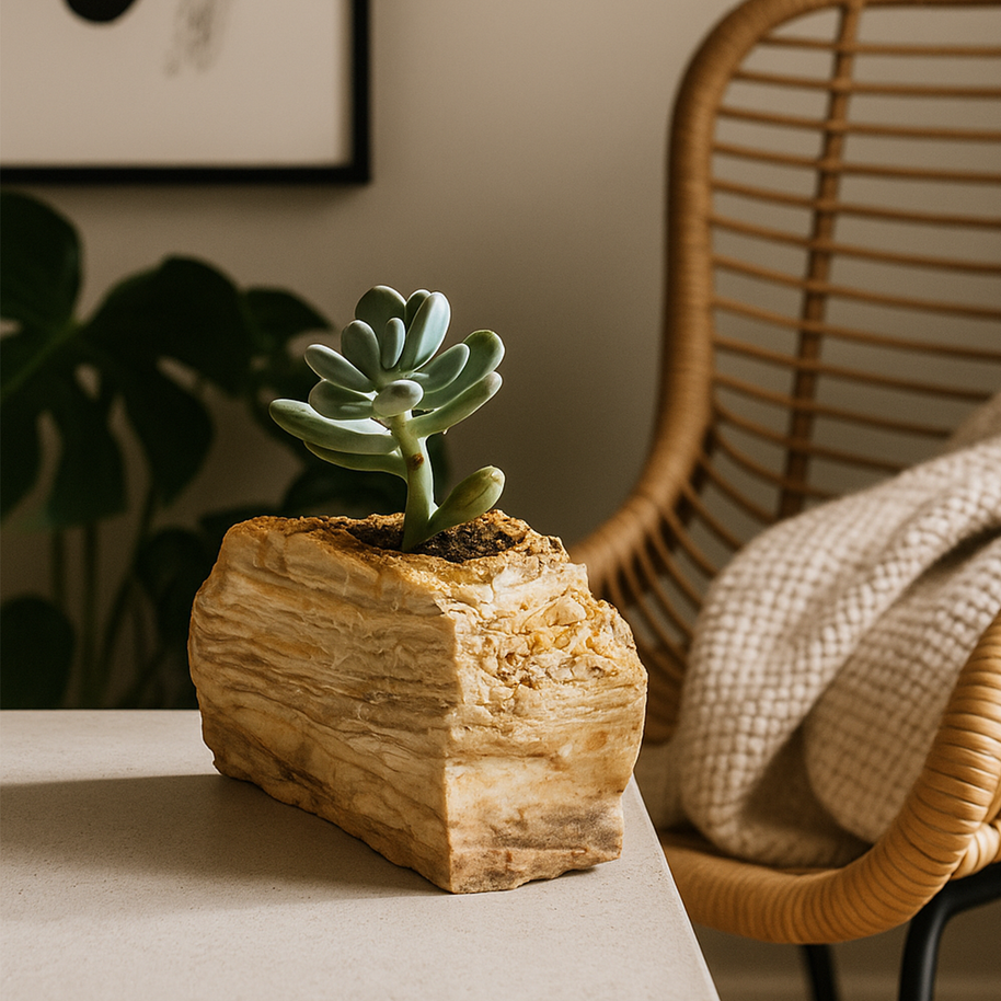 Semi Precious Planter-Yellow Lace