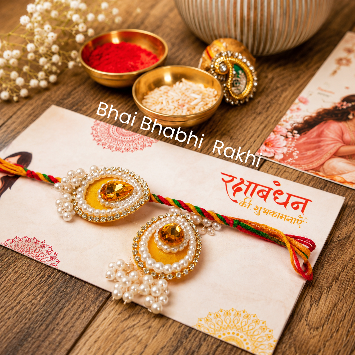 Artecasa Ivory Pomegranate Rakhi Gift Hamper for Bhai Bhabhi - https://artecasa.in/