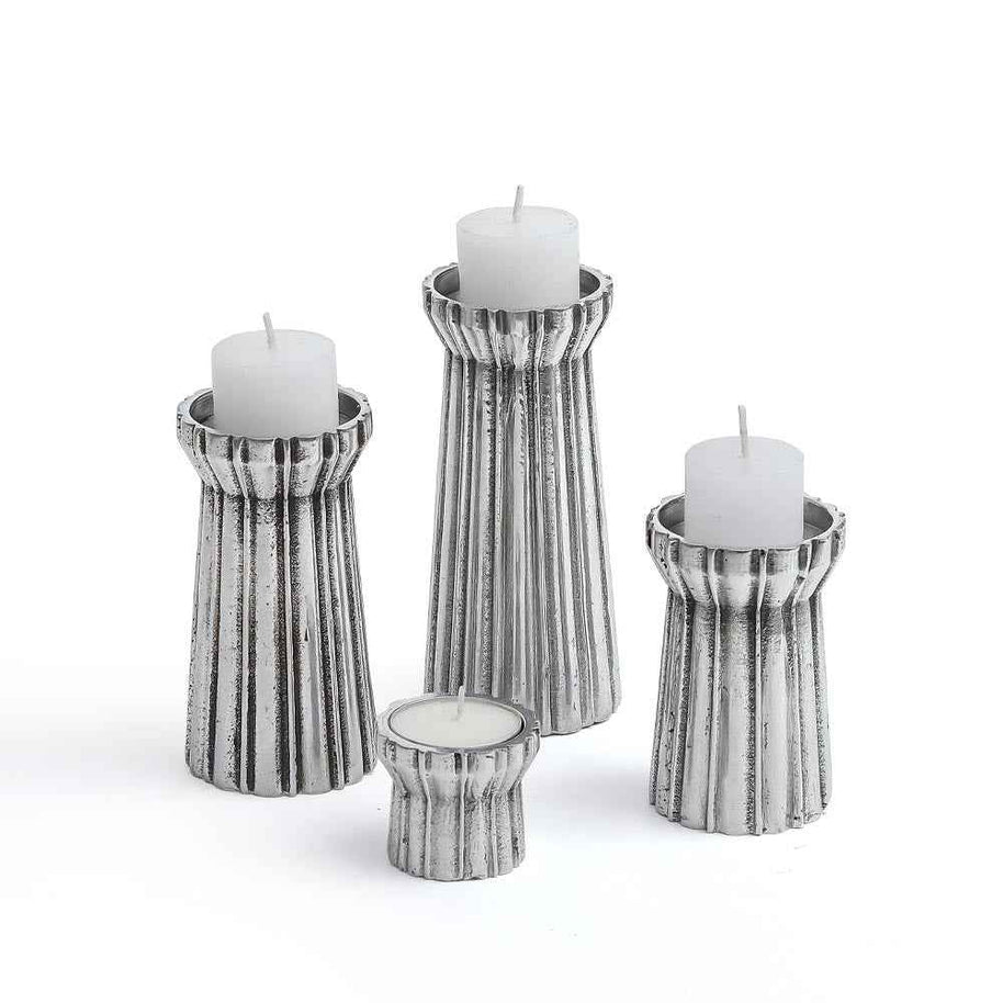Qutub Silver Candle Stand - L