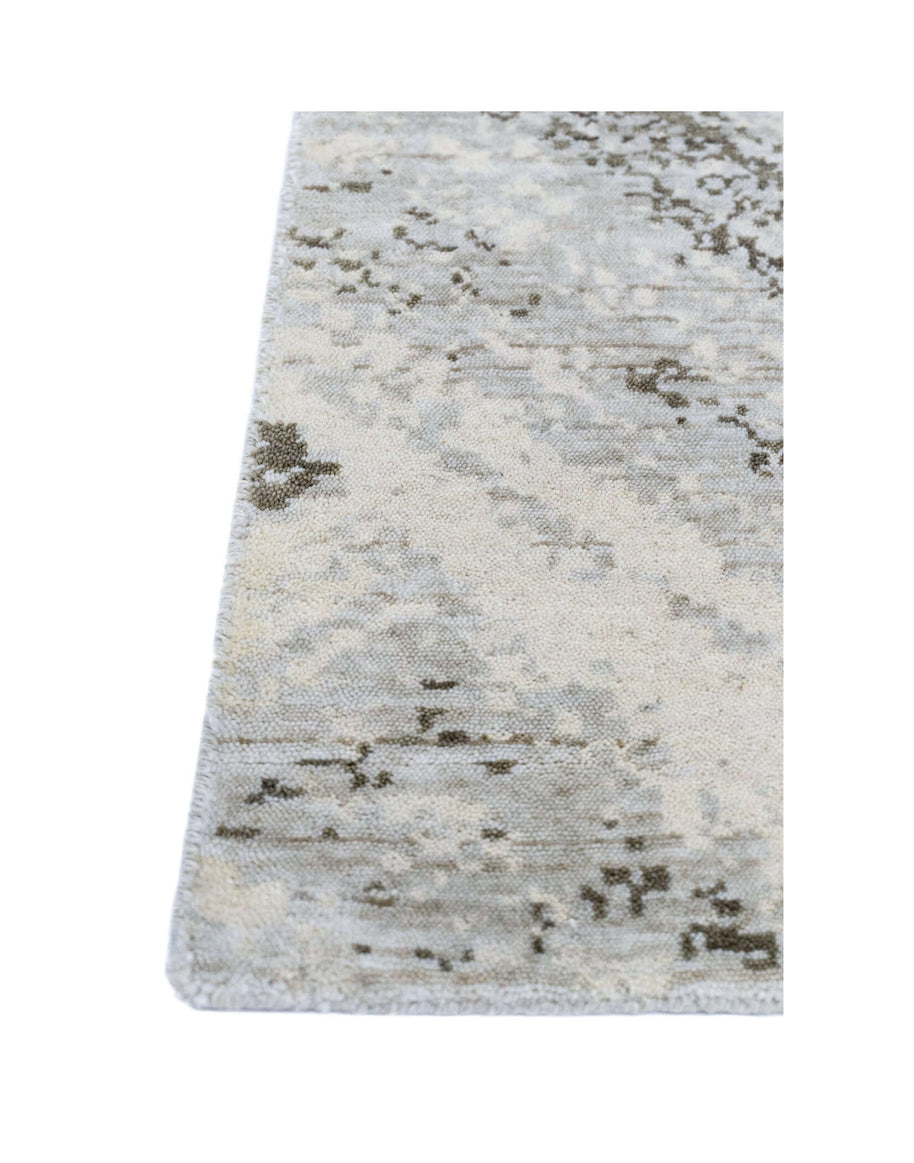 L A N V I N luxury handmade rug by Cherom in soft gray New Zealand wool