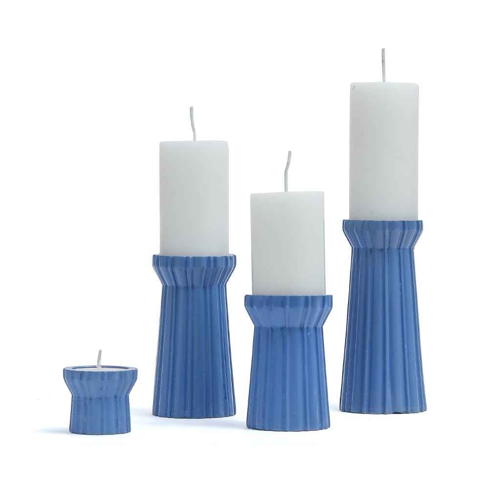 Qutub  Azure Blue Candle Stand - set of 4